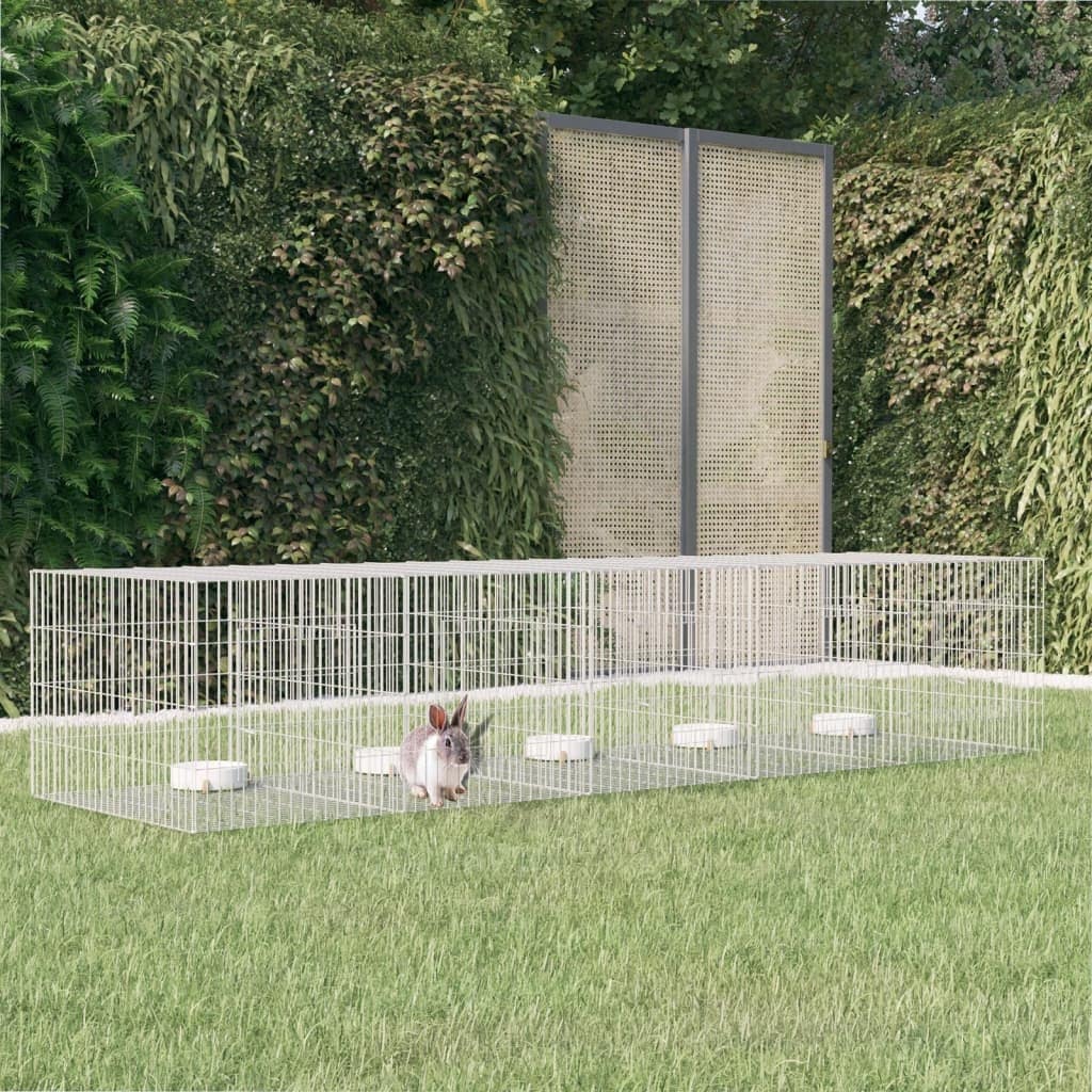 vidaXL 3-Panel Rabbit Cage Animal Hutch Playpen Enclosure Galvanized Iron