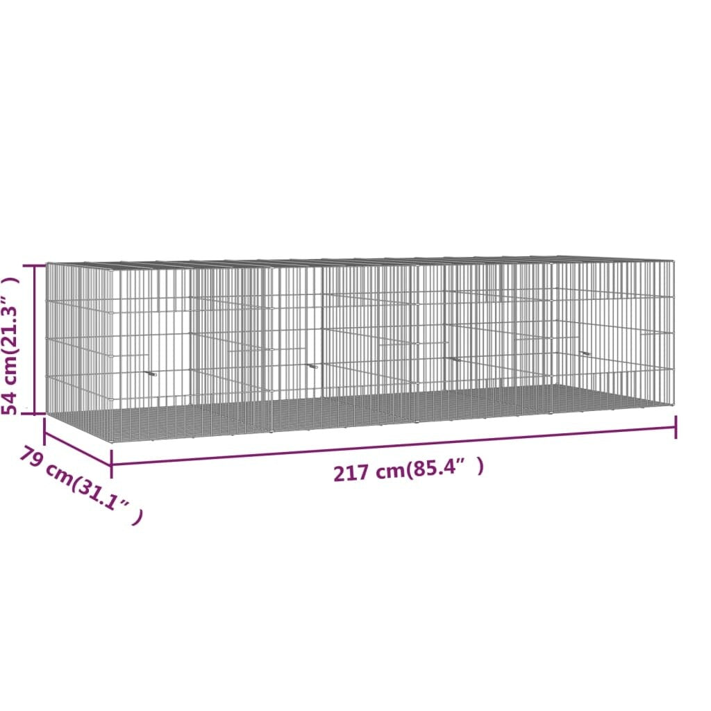 vidaXL 3-Panel Rabbit Cage Animal Hutch Playpen Enclosure Galvanized Iron
