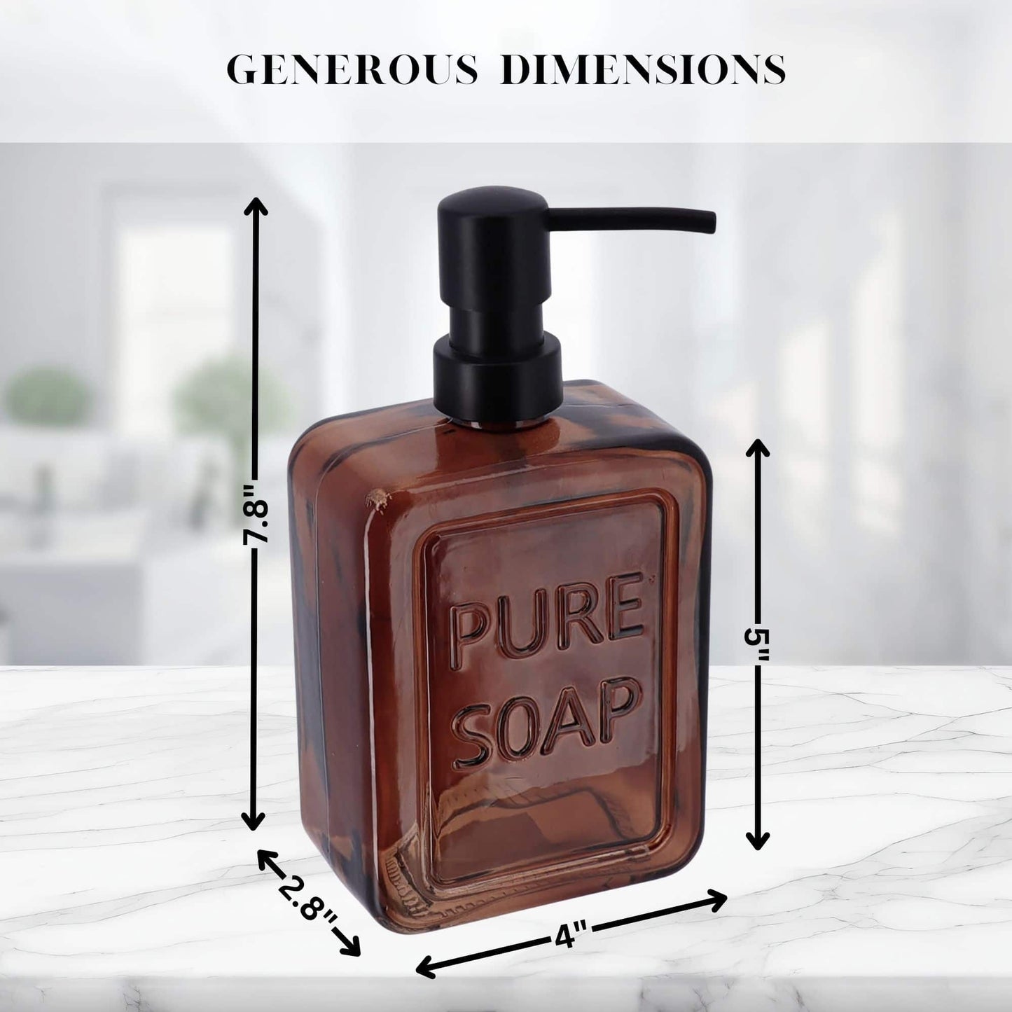vintage Glass Soap Dispenser PURE SOAP 18 FL OZ - 18 Fl Oz