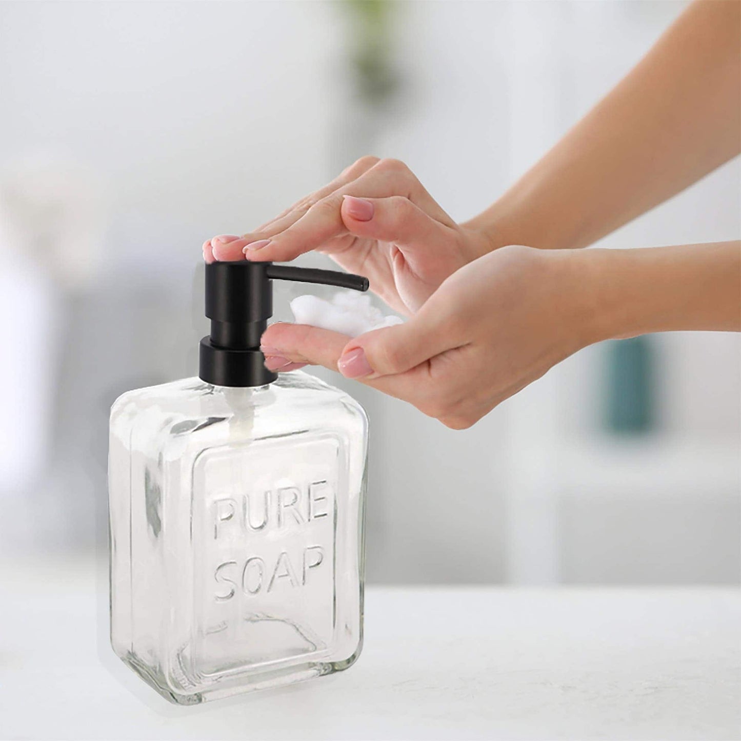 vintage Glass Soap Dispenser PURE SOAP 18 FL OZ - 18 Fl Oz