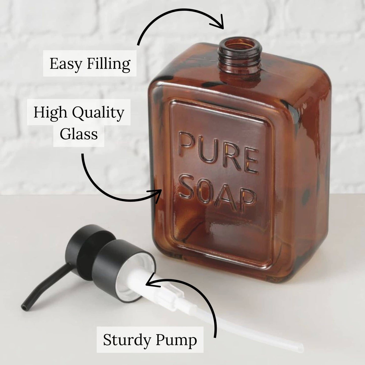 vintage Glass Soap Dispenser PURE SOAP 18 FL OZ - 18 Fl Oz