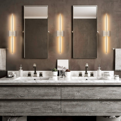 1-Light Black/ Gold/ Nickel Modern Long Linear Strip Wall Sconce Dimmable LED Bathroom Vanity Light