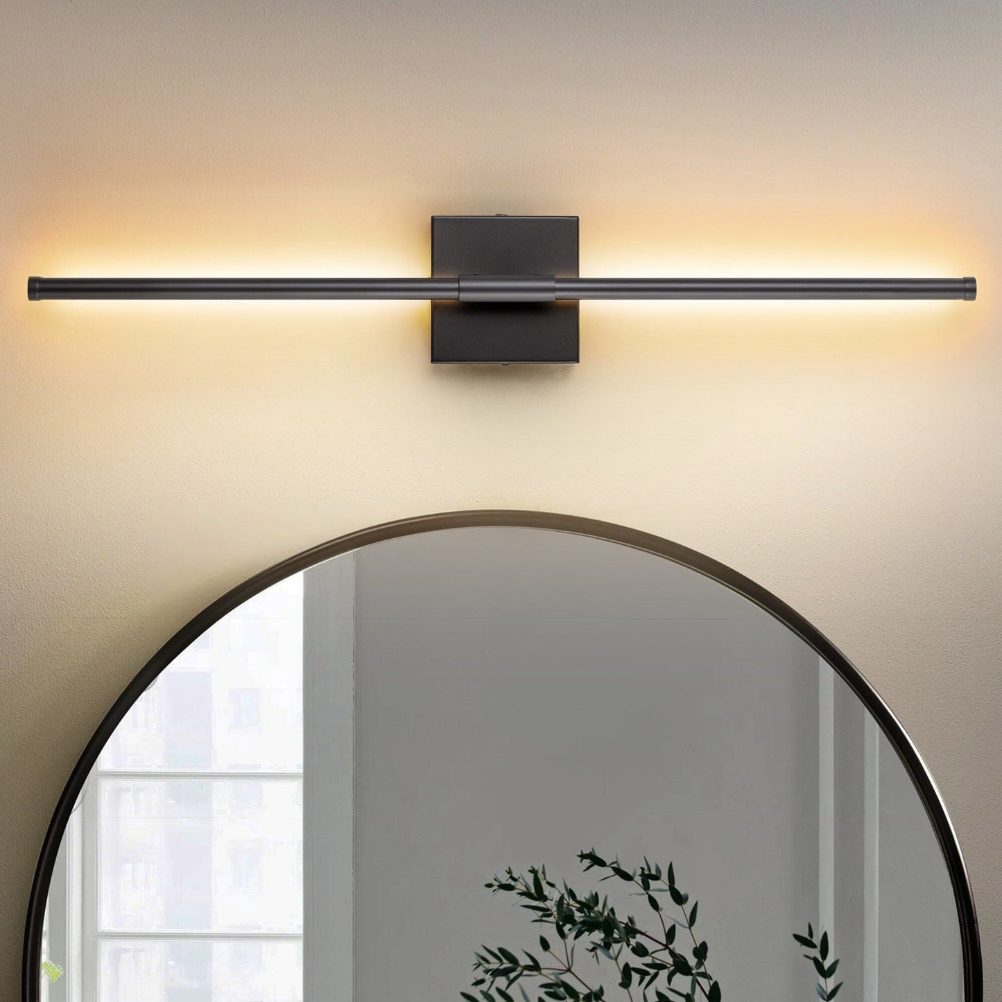 1-Light Black/ Gold/ Nickel Modern Long Linear Strip Wall Sconce Dimmable LED Bathroom Vanity Light