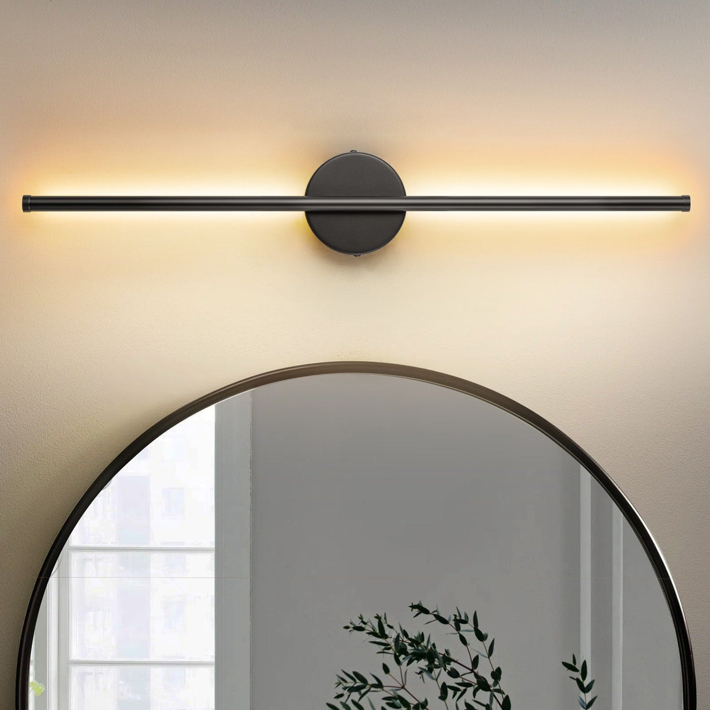 1-Light Black/ Gold/ Nickel Modern Long Linear Strip Wall Sconce Dimmable LED Bathroom Vanity Light