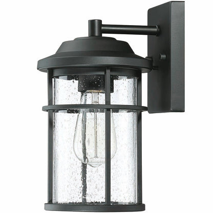 Lanterne murale d'extérieur noire en forme de dôme de grange côtière, 1 lumière, verre transparent