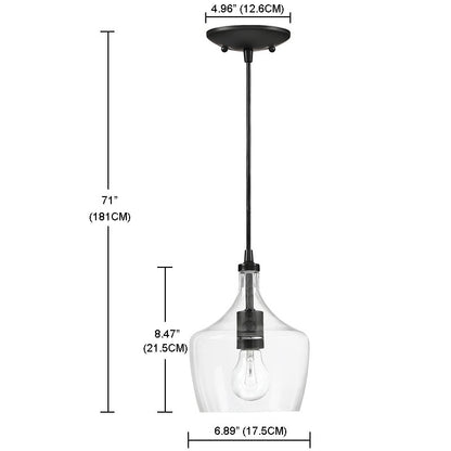 1-Light Kitchen Island Teardrop Clear Glass Pendant（1 or 3-pack can be chosen)