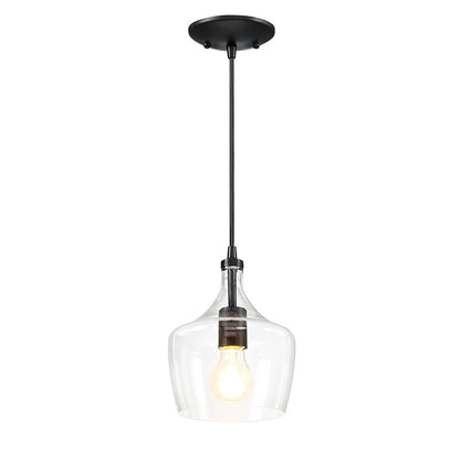 1-Light Kitchen Island Teardrop Clear Glass Pendant（1 or 3-pack can be chosen)