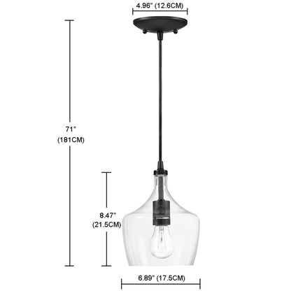 1-Light Kitchen Island Teardrop Clear Glass Pendant（1 or 3-pack can be chosen)