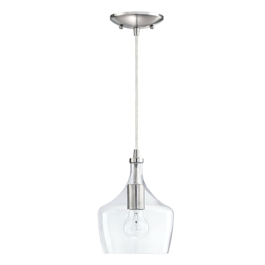 Suspension en verre transparent en forme de larme pour îlot de cuisine à 1 lumière (1 ou 3 packs au choix)