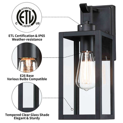 Lanterne murale d'extérieur moderne noire mate à 1 lumière