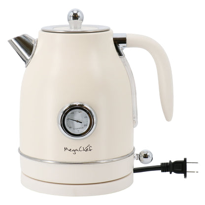 1.7 Quart Electric Tea Kettle and 2 Slice Toaster Combo in Matt Cream