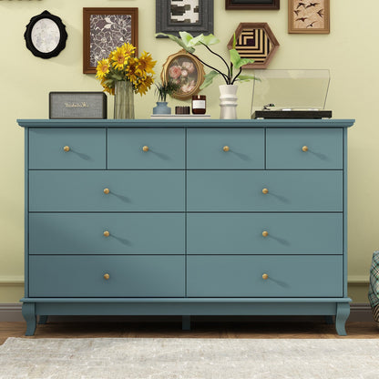 10 Drawer Double Dresser for Bedroom White Dresser Wide Storage