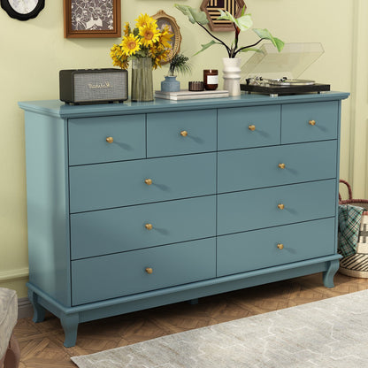 10 Drawer Double Dresser for Bedroom White Dresser Wide Storage