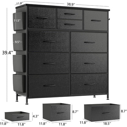 10 Drawer Dresser Fabric Closet Storage Tower Organizer Unit Bedroom