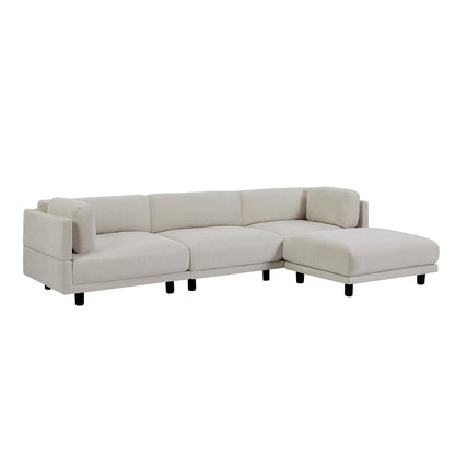 Canapé sectionnel en polyester 102,4 en forme de L avec repose-pieds réversible, coussins épais et pieds en plastique