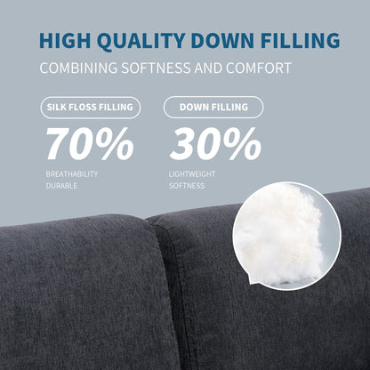 Canapé sectionnel en polyester 102,4 en forme de L avec repose-pieds réversible, coussins épais et pieds en plastique