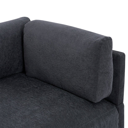 Canapé sectionnel en polyester 102,4 en forme de L avec repose-pieds réversible, coussins épais et pieds en plastique