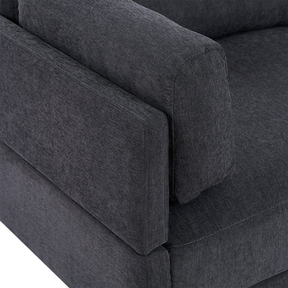 Canapé sectionnel en polyester 102,4 en forme de L avec repose-pieds réversible, coussins épais et pieds en plastique