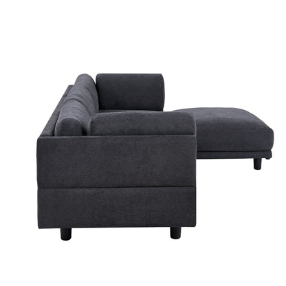 Canapé sectionnel en polyester 102,4 en forme de L avec repose-pieds réversible, coussins épais et pieds en plastique