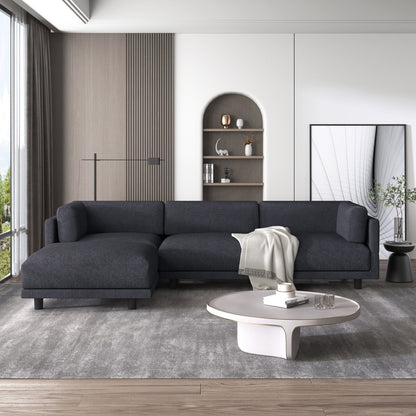 Canapé sectionnel en polyester 102,4 en forme de L avec repose-pieds réversible, coussins épais et pieds en plastique