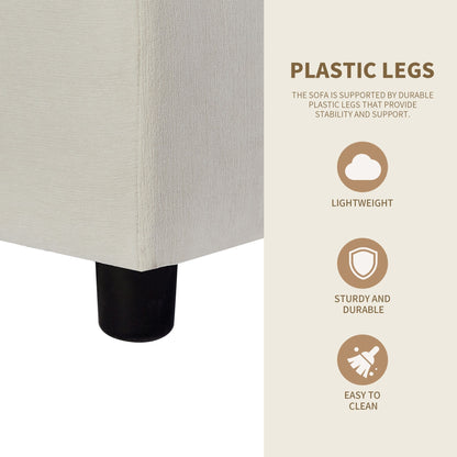 Canapé sectionnel en polyester 102,4 en forme de L avec repose-pieds réversible, coussins épais et pieds en plastique