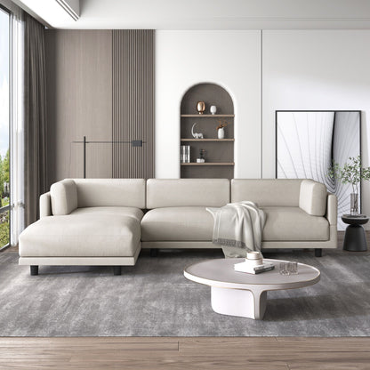 Canapé sectionnel en polyester 102,4 en forme de L avec repose-pieds réversible, coussins épais et pieds en plastique