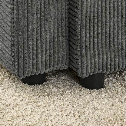 Canapé 3 places moderne en velours côtelé, assise profonde, avec porte-gobelets et support pour téléphone