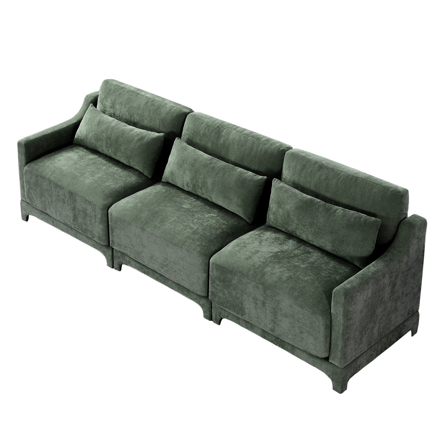 Canapé 4 places en chenille 105,9 avec base ergonomique en bois et éponge haute résilience pour le salon