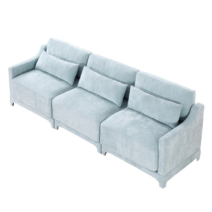 Canapé 4 places en chenille 105,9 avec base ergonomique en bois et éponge haute résilience pour le salon