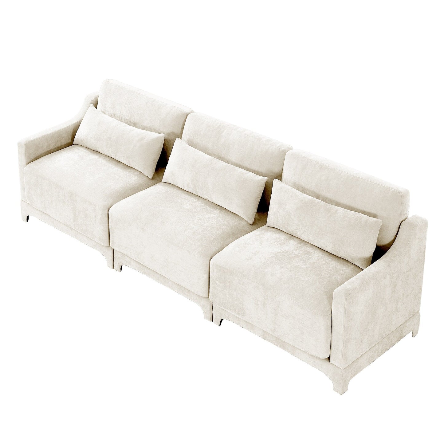 Canapé 4 places en chenille 105,9 avec base ergonomique en bois et éponge haute résilience pour le salon