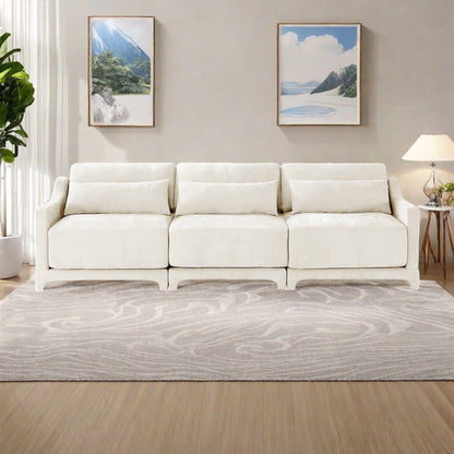 Canapé 4 places en chenille 105,9 avec base ergonomique en bois et éponge haute résilience pour le salon