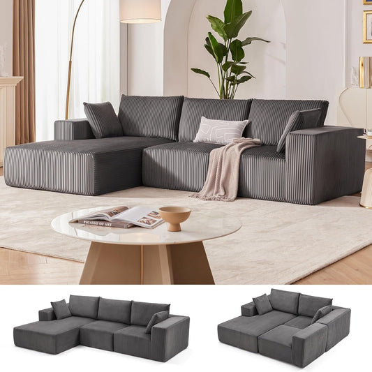 Canapé modulaire Cloud 108 - Canapé en L à assise profonde avec méridienne, canapé de salon et de chambre rembourré