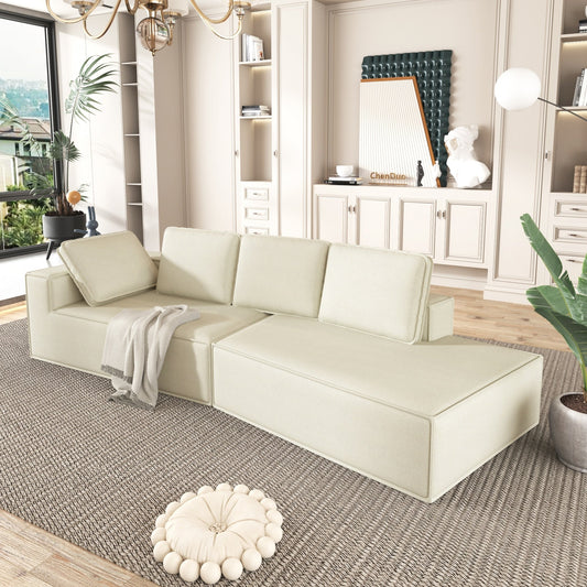 Canapé-lit d'intérieur moderne et élégant, 125 cm, aux lignes épurées, pour le salon, beige