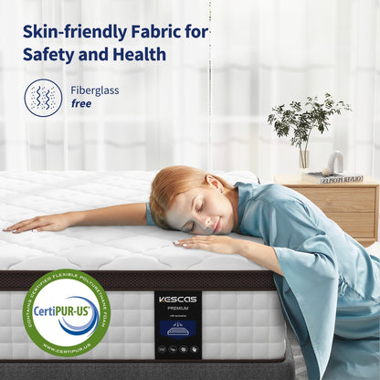 14 Inches Mattress, Memory Foam and Pocketed Spring Hybrid Mattress,Medium Firmness Mattress,Queen and King Size Optional