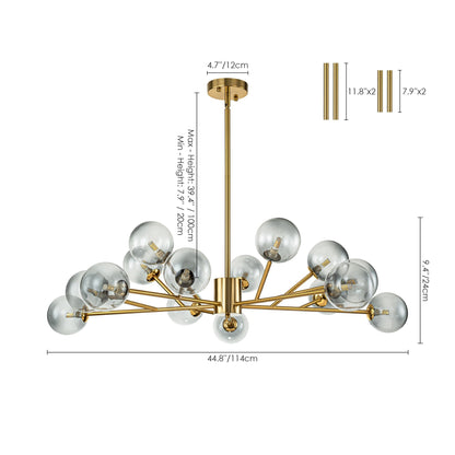 Modern Large Bubble Sputnik Chandelier in Black or Gold for Dining Room