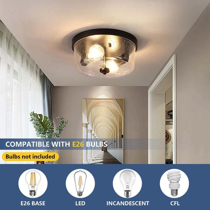 2-Light Black Farmhouse Flush Mount Ceiling Light-2 Pack