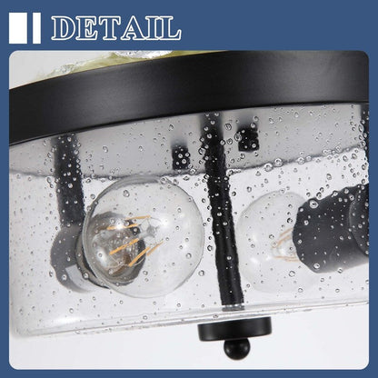 2-Light Black Farmhouse Flush Mount Ceiling Light-2 Pack