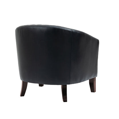 2 Set 29 W Vegan Leather Barrel Accent Chairs with Nailheads Trim