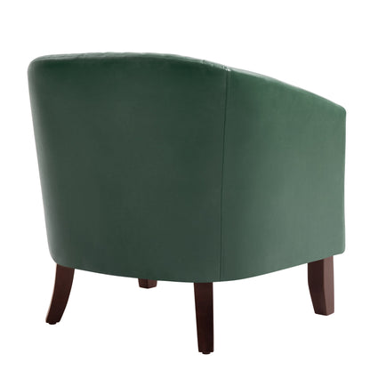 2 Set 29 W Vegan Leather Barrel Accent Chairs with Nailheads Trim
