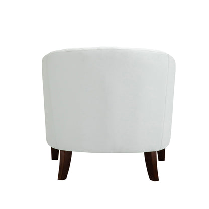 2 Set 29 W Vegan Leather Barrel Accent Chairs with Nailheads Trim