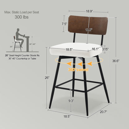 Faux Leather Upholstered Swivel Counter/Bar Stools Set of 2/3/4