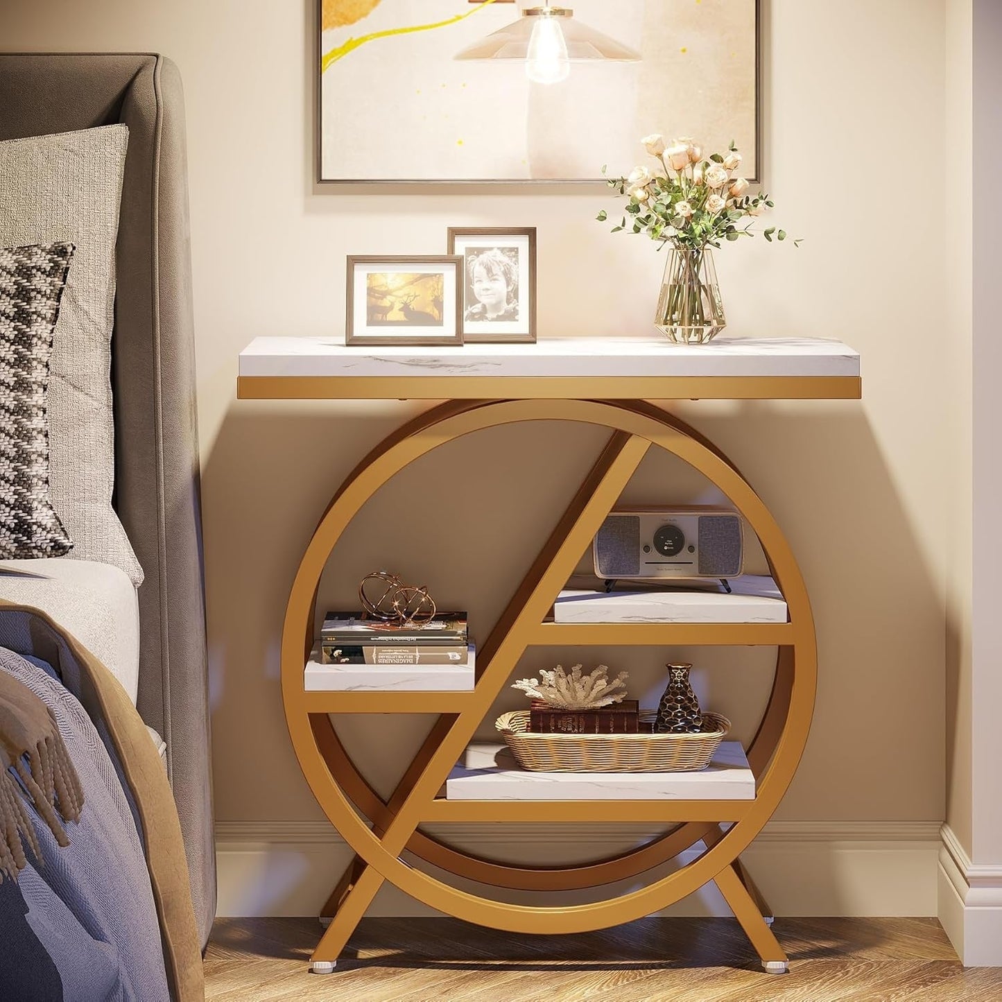 3-Tier End Table Side Table with Storage for Living Room