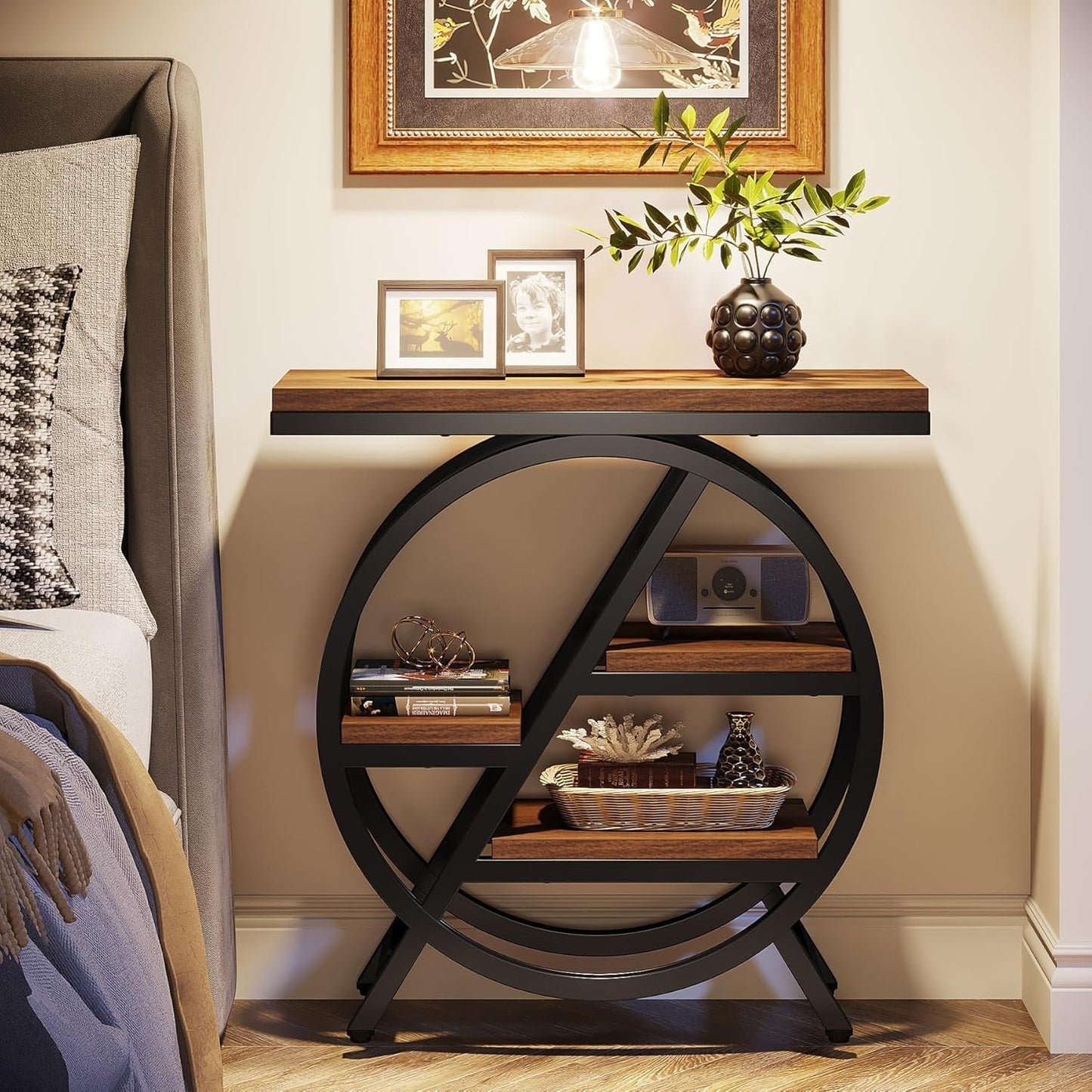 3-Tier End Table Side Table with Storage for Living Room