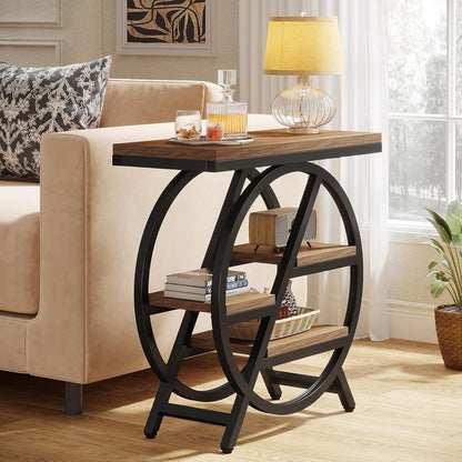 3-Tier End Table Side Table with Storage for Living Room