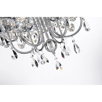 Round Beaded Drum Chandelier with Hanging Crystals
