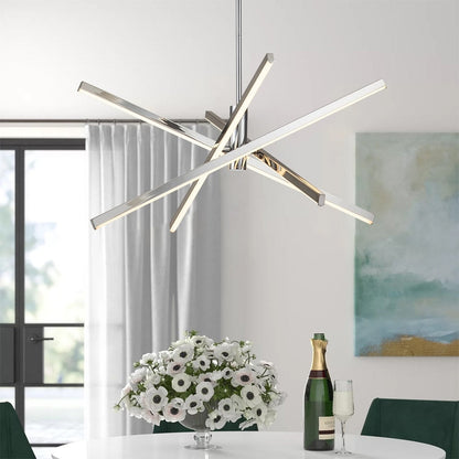Black/ Gold Modern Aluminum LED Chandelier Linear Sputnik Ceiling Pendant Light for Living/ Dining Room/ Kitchen