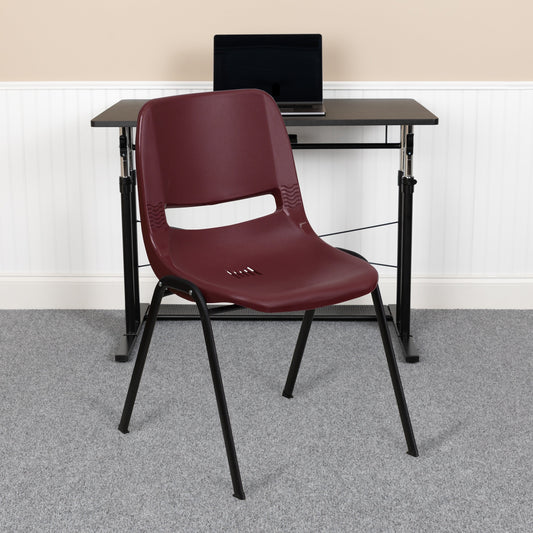 5 Pack 880 lb. Capacity Ergonomic Shell Stack Chair with Metal Frame - 23.5D x 19.25W x 32H