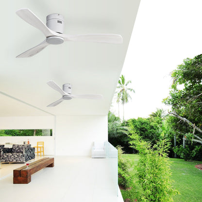 Sofucor 52 Inch Flush Mount Ceiling Fan with Remote, Reversible Motor,Integrated Light Optional