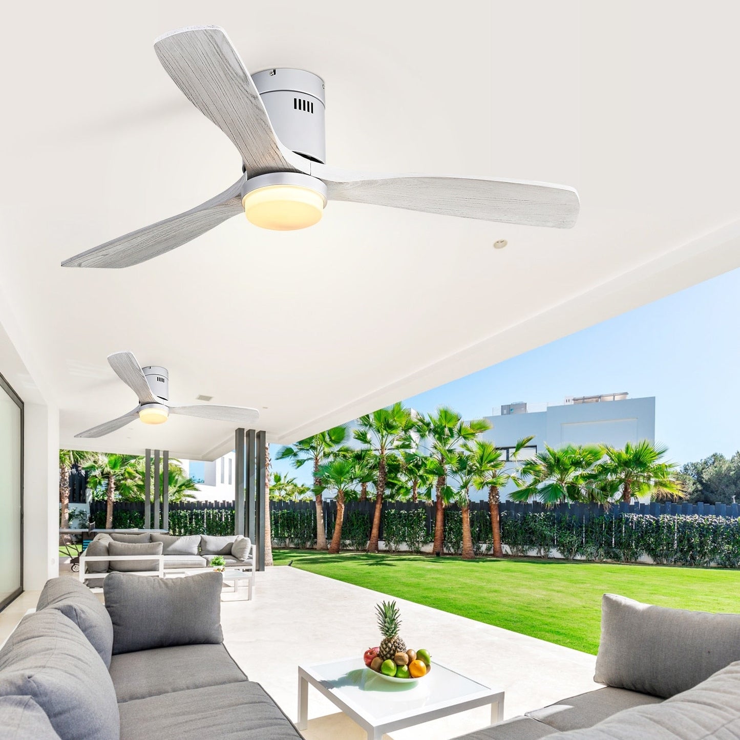 Sofucor 52 Inch Flush Mount Ceiling Fan with Remote, Reversible Motor,Integrated Light Optional