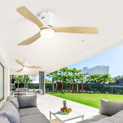 Sofucor 52 Inch Flush Mount Ceiling Fan with Remote, Reversible Motor,Integrated Light Optional